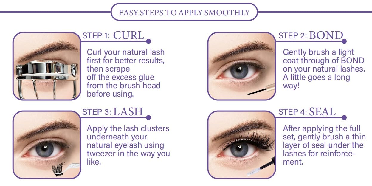 RoyalGlam Lash | Premium 180pcs Lash Cluster C Curl 8-14mm 12Rows Natural Look| Thickness 0.07mm 30D-40D with Tweezers, Lash Bond & Seal by Glamour by Forerunner