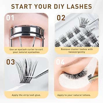 RoyalGlam Lash | Premium 180pcs Lash Cluster C Curl 8-14mm 12Rows Natural Look| Thickness 0.07mm 30D-40D with Tweezers, Lash Bond & Seal by Glamour by Forerunner