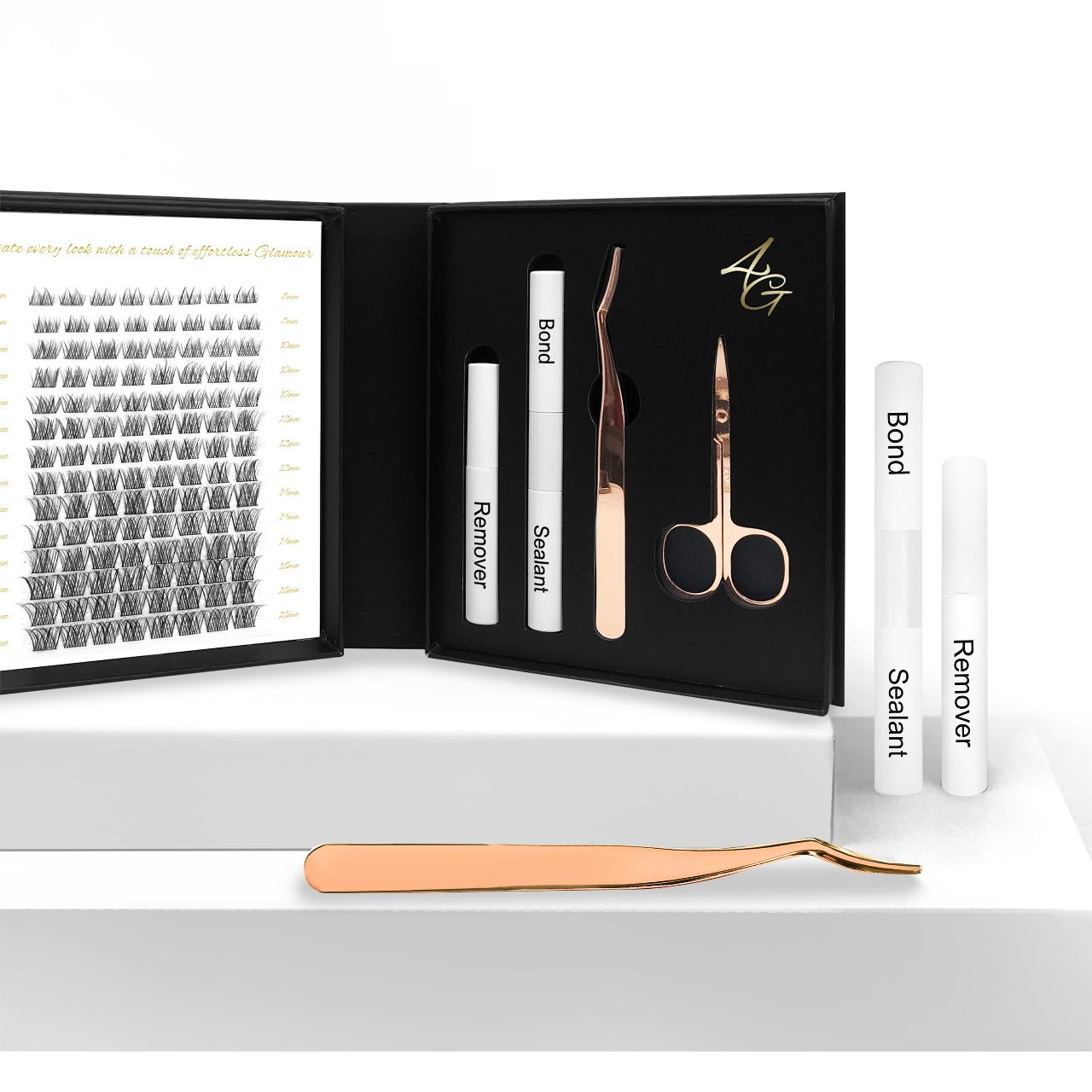 GlamLash | Wispy Look False Eyelashes D Curl 8-16mm 112pcs 14sRow Thickness 0.07mm 30D-40D with Bond & Tweezer by Glamour by Forerunner