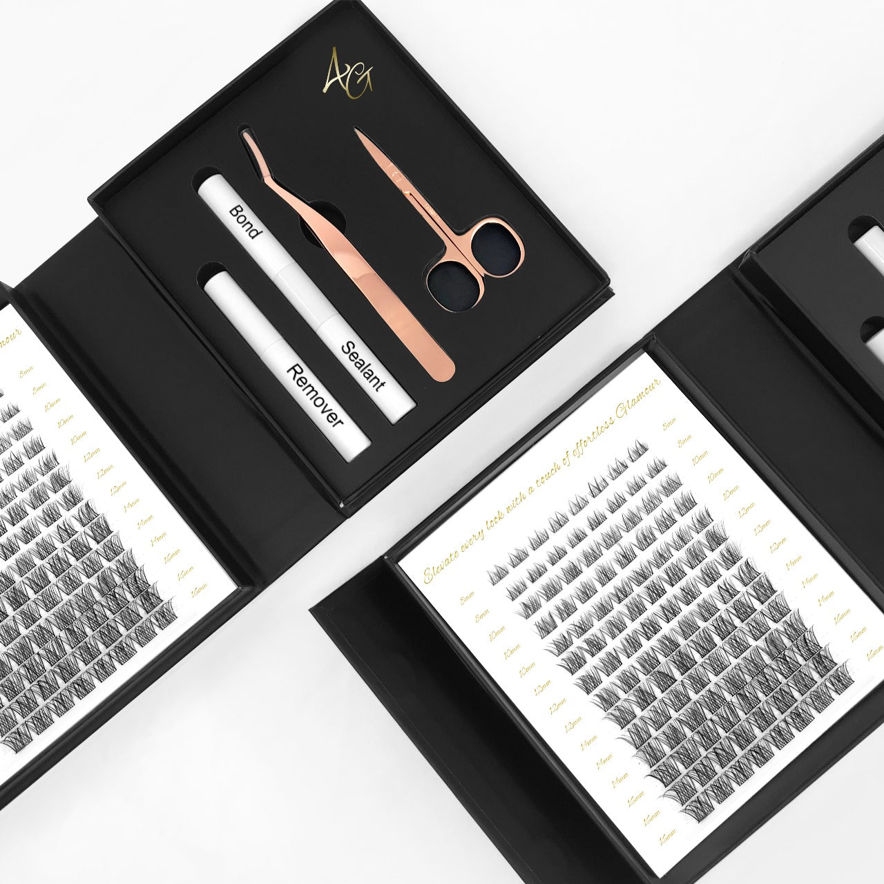 GlamLash | Wispy Look False Eyelashes D Curl 8-16mm 112pcs 14sRow Thickness 0.07mm 30D-40D with Bond & Tweezer by Glamour by Forerunner