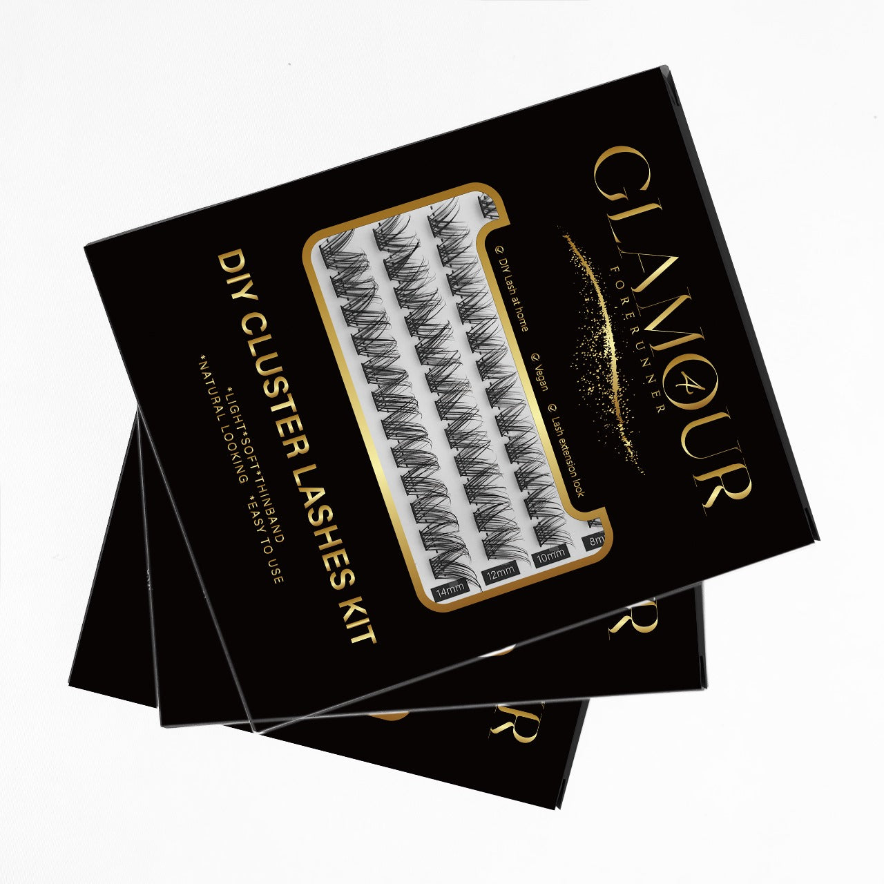 RoyalGlam Lash | Radiant DIY 45pcs Lash Cluster C Curl 8-14mm 5Rows Thickness 0.07mm 30D-40D with Bond & Tweezer by Glamour by Forerunner