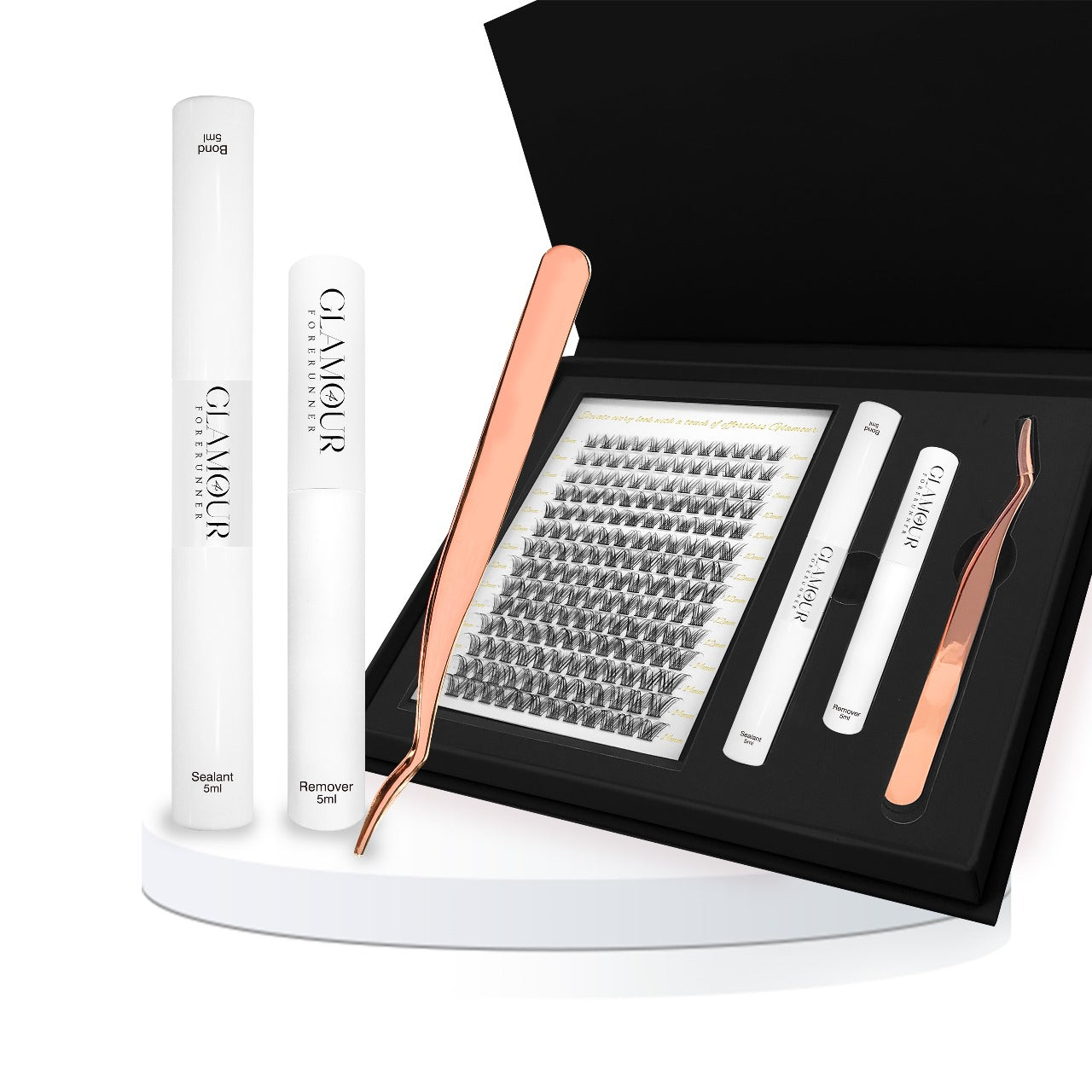 RoyalGlam Lash | Premium 180pcs Lash Cluster C Curl 8-14mm 12Rows Natural Look| Thickness 0.07mm 30D-40D with Tweezers, Lash Bond & Seal by Glamour by Forerunner