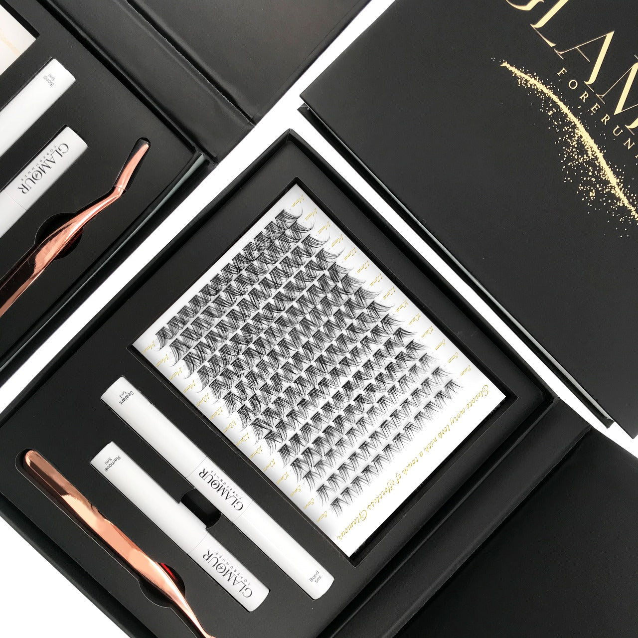 RoyalGlam Lash | Premium 180pcs Lash Cluster C Curl 8-14mm 12Rows Natural Look| Thickness 0.07mm 30D-40D with Tweezers, Lash Bond & Seal by Glamour by Forerunner